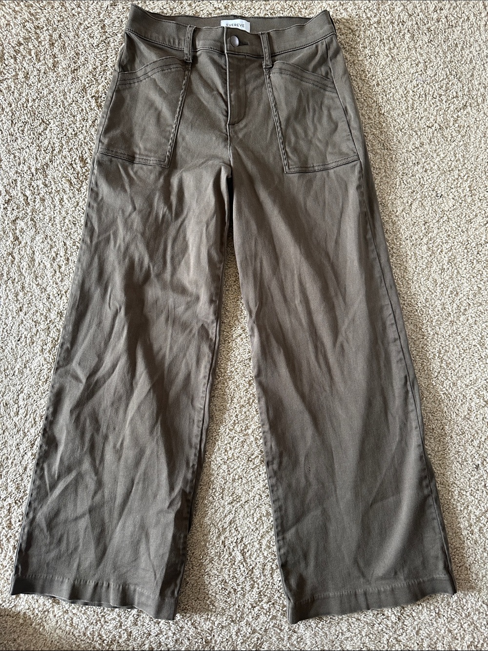 Evereve Olive Utility Wide-Leg Cargo Pants